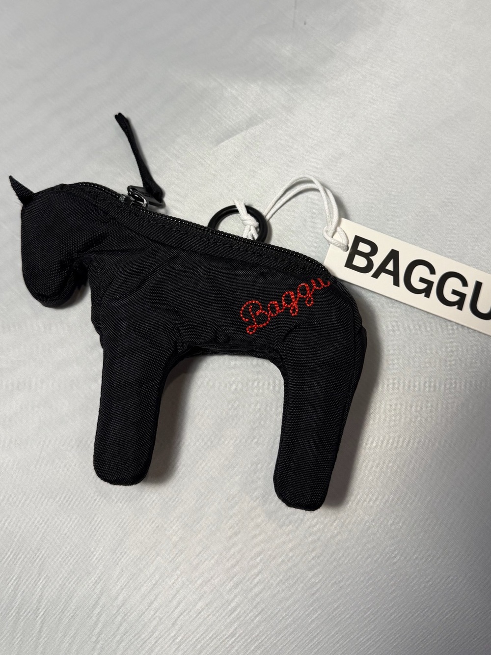 BAGGU Black Horse Coin Pouch with Red Logo Tag